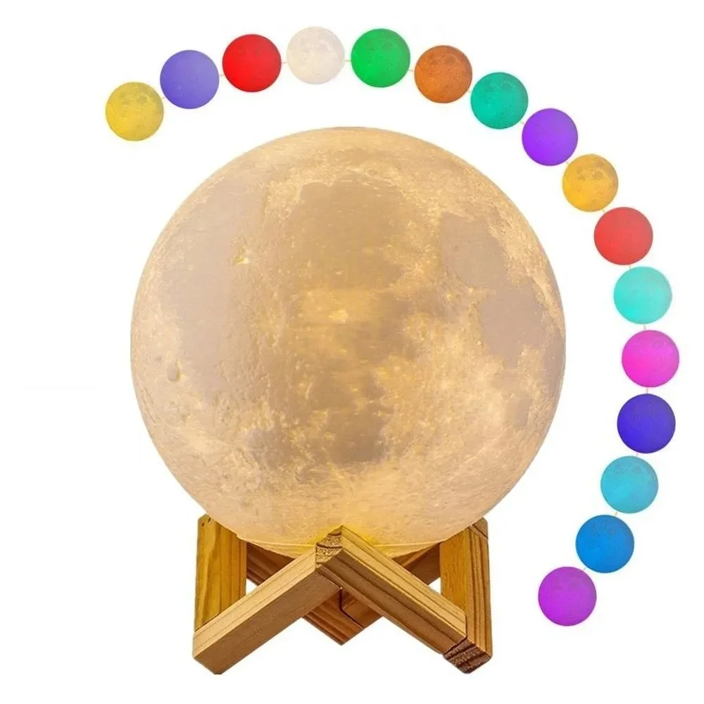 Luminária Lua Cheia 3D - Crie uma Atmosfera Mágica com 7 Cores - Imagem 4