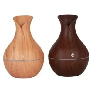 Difusor de Aromas Vaso Decorativo com LED Efeito Madeira